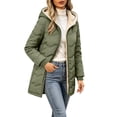 thumbnail image 5 of Womens Sherpa Lined Puffer Jacket Hooded Wave Quilted Full Zip Mid Length Padded with Poecets Warm Fall Winter Casual Outerwear, 5 of 8