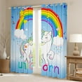 thumbnail image 2 of Unicorn Curtains Bedroom Living Room Light Blue And White Unicorn Black Out Curtains Kawaii Rainbow Unicorn Printed Curtains Drapes White Horse Stars Darkening Curtains 52"X84", 2 of 5