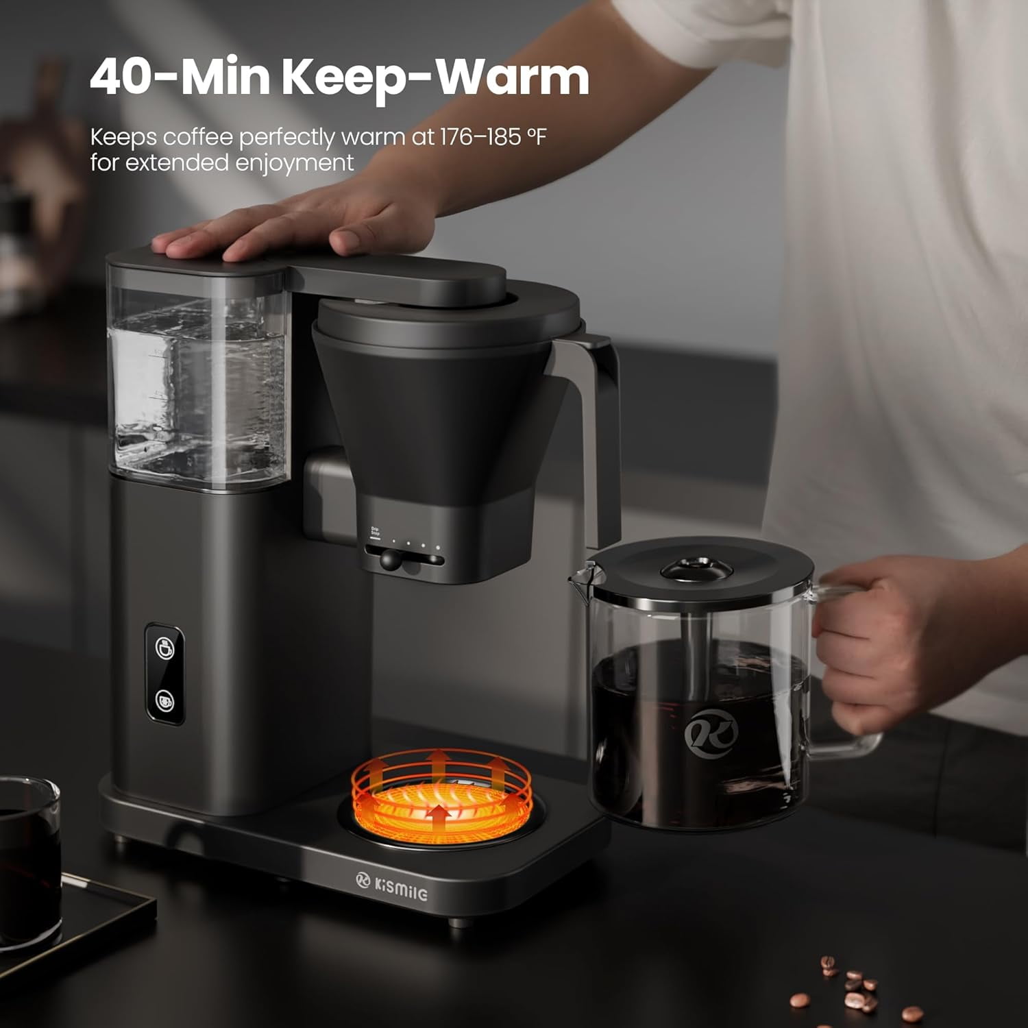 8 Cup Drip Coffee Maker with 3s Instant Heat,Cold Brew & 40 Min Keep Warm Function