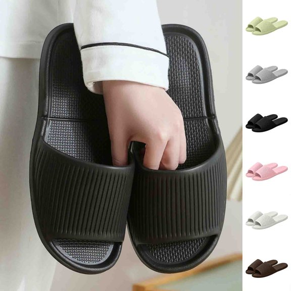 Miluxas Cloud Slides for Women and Men EVA Open Toe Shower Shoes Quick Drying Bathroom Sandals Non-Slip Soft House Slippers White 10-10.5(44)