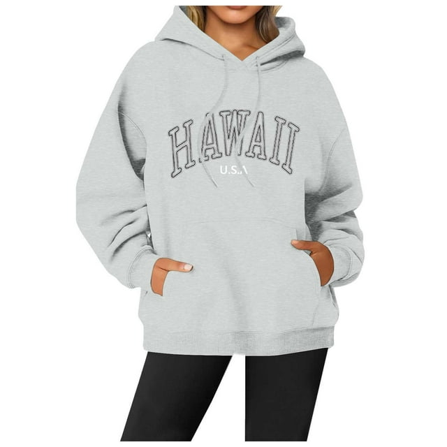 2024 Nouveau Chandail à Col Rond Imprimé Lettres pour Femmes, Chandail à Manches Longues de Rue, Chandail à Capuche Fin, Chandail à Cordon, Long Chandail à Capuche pour Femmes