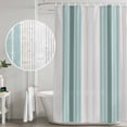 thumbnail image 5 of Teal Aqua Stripes Shower Curtain Set, Waterproof Shower Curtains for Bathroom, Minimalist Abstract Vertical Lines Washable Fabric Cloth Bath Curtain for Bathtub Decoration with Hooks 54x78 Inches, 5 of 6