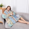 thumbnail image 5 of Oversized Wearable Blanket Hoodie,Multicolor Ethnic Striped Pattern Sherpa Blanket Hoodie with Super Pockets,Super Warm Fuzzy Pullover for Women & Men, 5 of 6