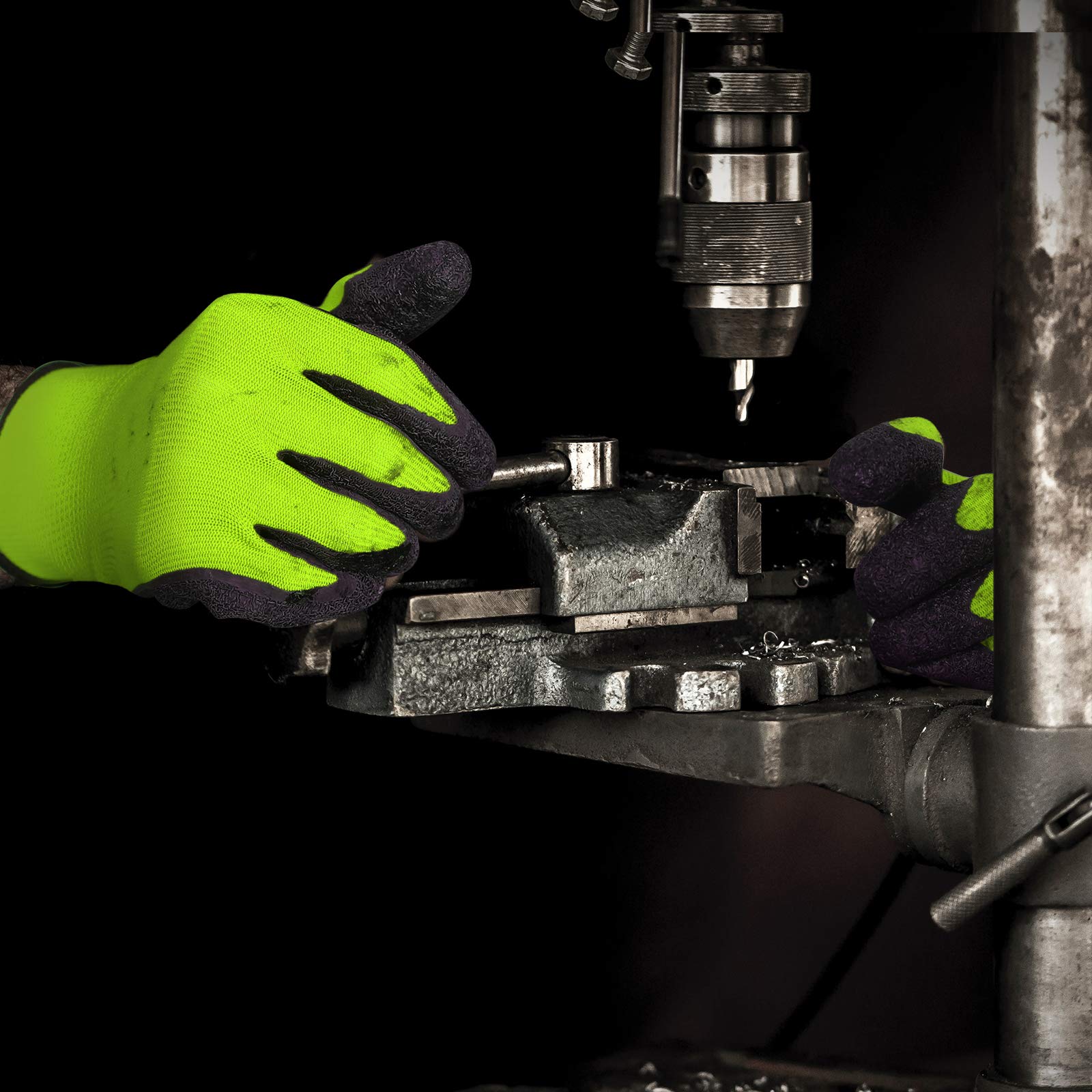 EvridWear 12-Pair Latex-Coated Safety Work Gloves, Green, Large photo 5
