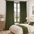 thumbnail image 4 of Jainmy 84 inches Pinch Pleated Velvet Blackout Curtains for Bedroom Living Room,Luxury Room Darkening Thermal Insulated Velvet Curtains,Olive Green,2 Panels,40"×84", 4 of 8