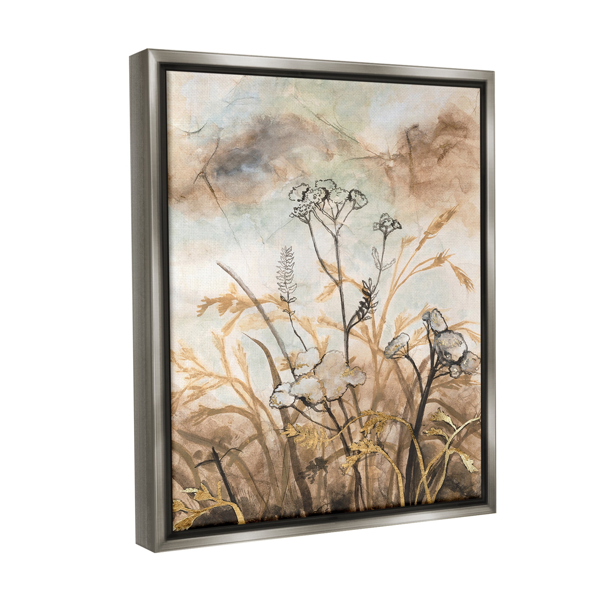 Stupell Industries Neutral Landscape Collage Landscape Painting Gray Floater Framed Canvas Art Print Wall Art, 17 x 21