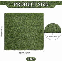 6 Pcs Artificial Grass Square Mat 12.2x12Inch Plastic Grass Turf Patch Green Garden Grassland Tiles Realistic Grassland Rug Turf Pads for Dogs Patio Indoor Outdoor