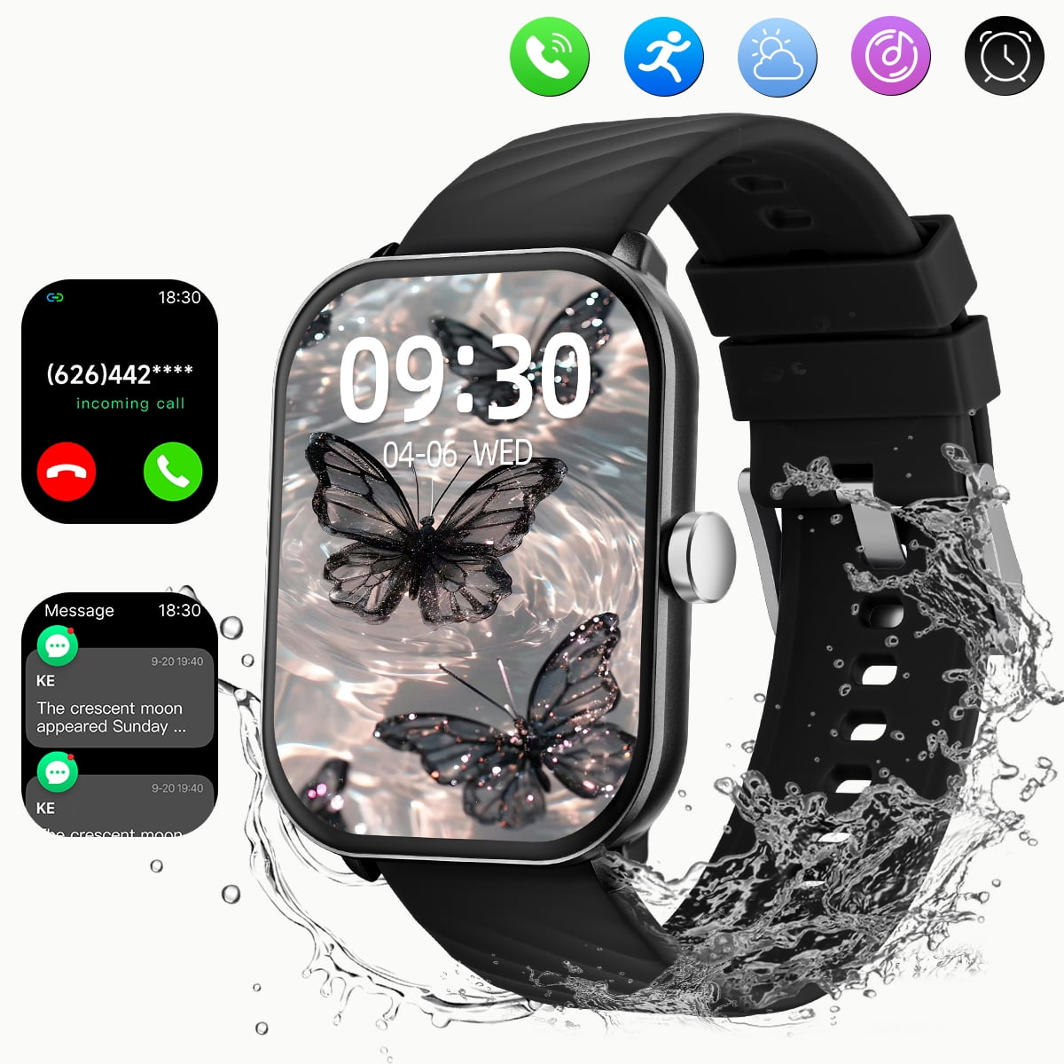 SIMSONLAB 2.01"Screen Smartwatch for Android/Iphone, with Bluetooth Call AI Voice Assistant Gesture Control Multi-Sport Modes, for Men Women(Black)