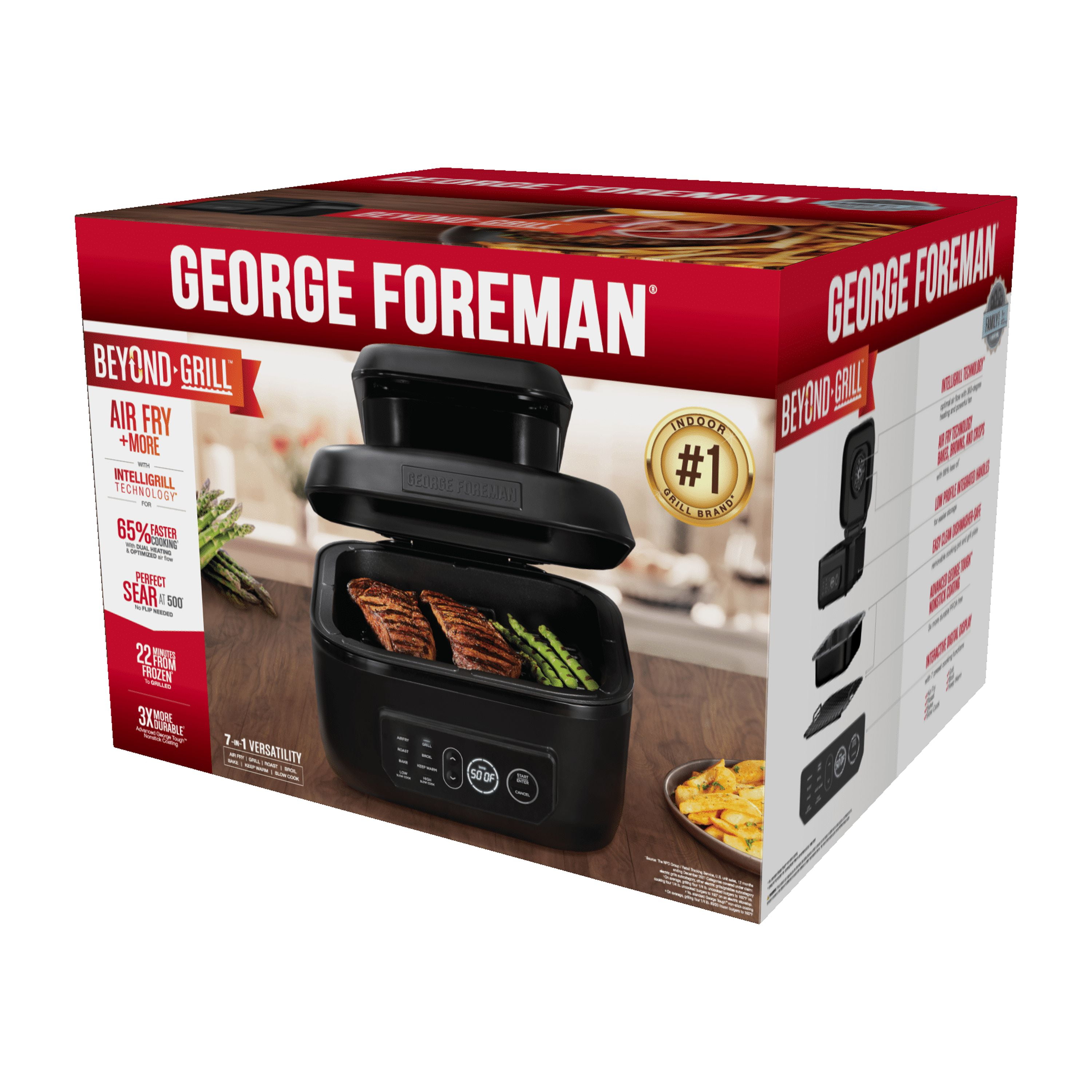 George Foreman GHFD6800B Twist 'n Crisp Air Fryer, with Rotisserie Attachment, 3L Capacity, Black