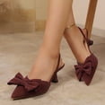 thumbnail image 3 of Generic Pointed Bow Slingback Pumps for Women, Faux Suede Kitten Heels with Adjustable Strap for Office and Party Wear, 3 of 7
