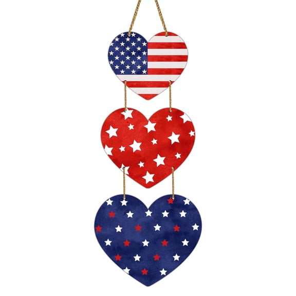 USA 250th Anniversary Decoration 4th of July Patriotic Wreath Heart Hanging Decor for Front Door Wooden Memorial Day Independence Day for Porch Wall Indoor Home Decor