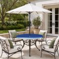 thumbnail image 2 of Round Outdoor Tablecloth with Umbrella Hole and Zipper, Ombre Blue Waves Tablecloth with Elastic Waterproof, Abstract Art Gradient Modern Patio Table Covers for 31" - 35" Picnic Pool Tables, 2 of 9