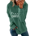 thumbnail image 5 of Atogsazn Christmas Sweatshirts for Women Casual Letter Print Long Sleeve Pullover Sweatshirt Fall Loose Fit Hoodie 01-Green XXXL Fashion, 5 of 6