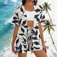 thumbnail image 2 of Stamozd Hawaiian Matching Sets Women Clothing Summer Short Sleeve Cardigans and Shorts Set Casual Loose Vacation Outfits for Women 2026 Khaki L, 2 of 7