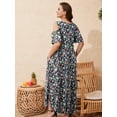 thumbnail image 3 of VEPKUL Maxi Dress for Women Casual Summer V Neck Cold Shoulder Short Sleeve Split Long Beach Dresses with Pockets, 3 of 7