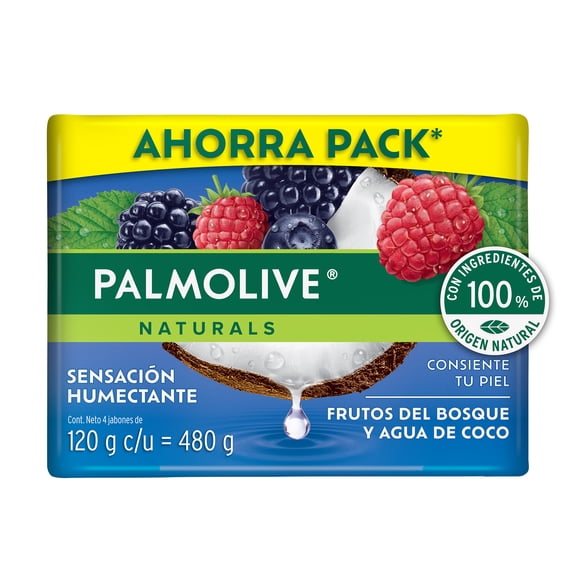 Jabon de Baño Palmolive Naturals Frutos Frutos del Bosque y Agua de Coco 4 x 120 g