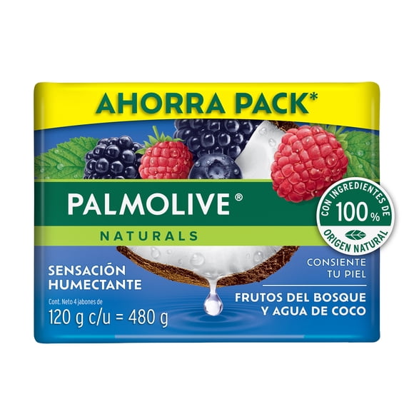 Jabon de Baño Palmolive Naturals Frutos Frutos del Bosque y Agua de Coco 4 x 120 g