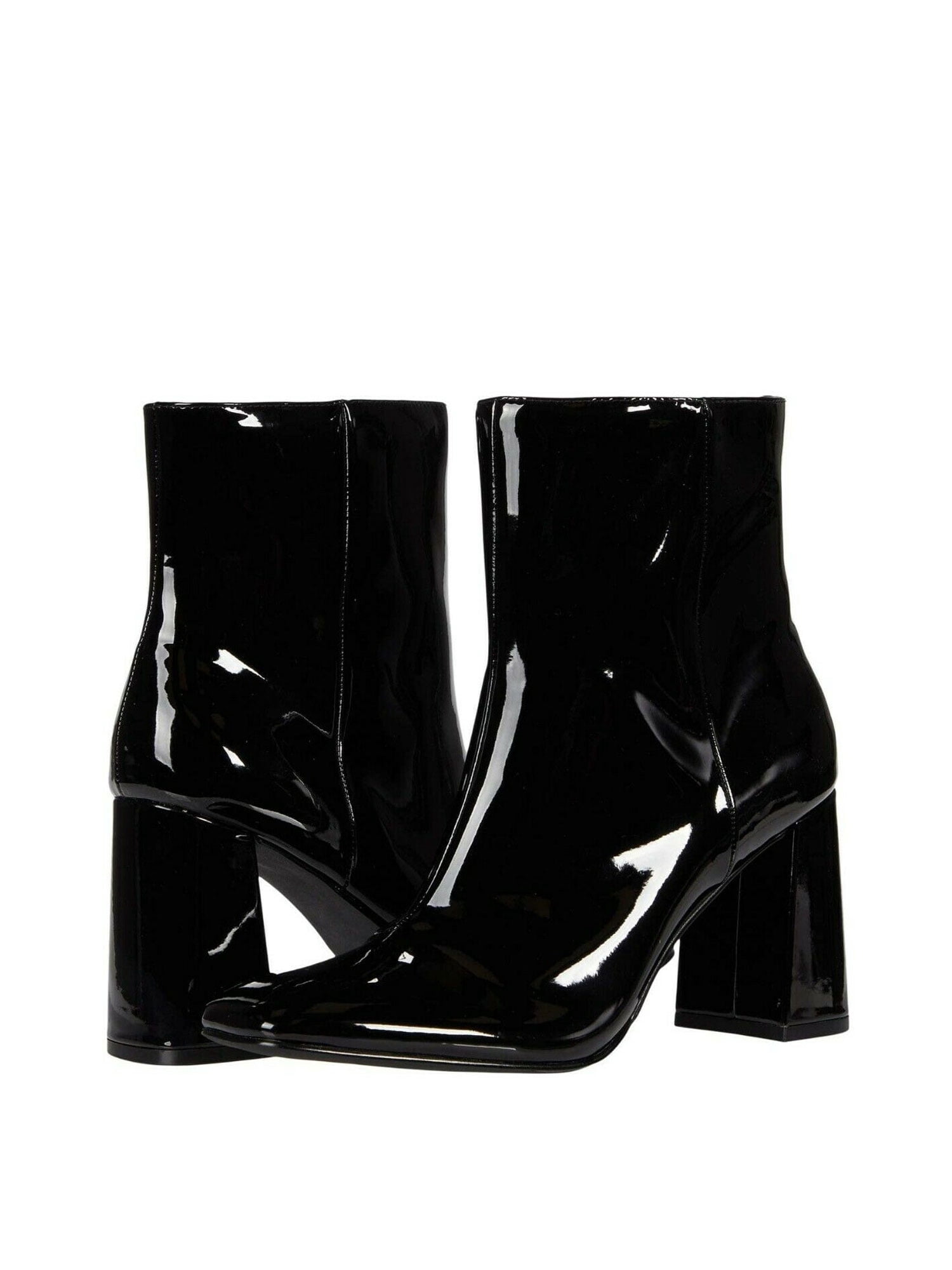 Patent Block Heel Ankle Booties 