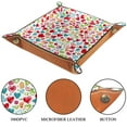 thumbnail image 3 of Women Girls Leather Square Dish Trinket Plate Jewelry Tray, Colorful Hearts Love Pattern Flag Mothers Day Birthday Gift, 20.5x20.5cm, 3 of 6