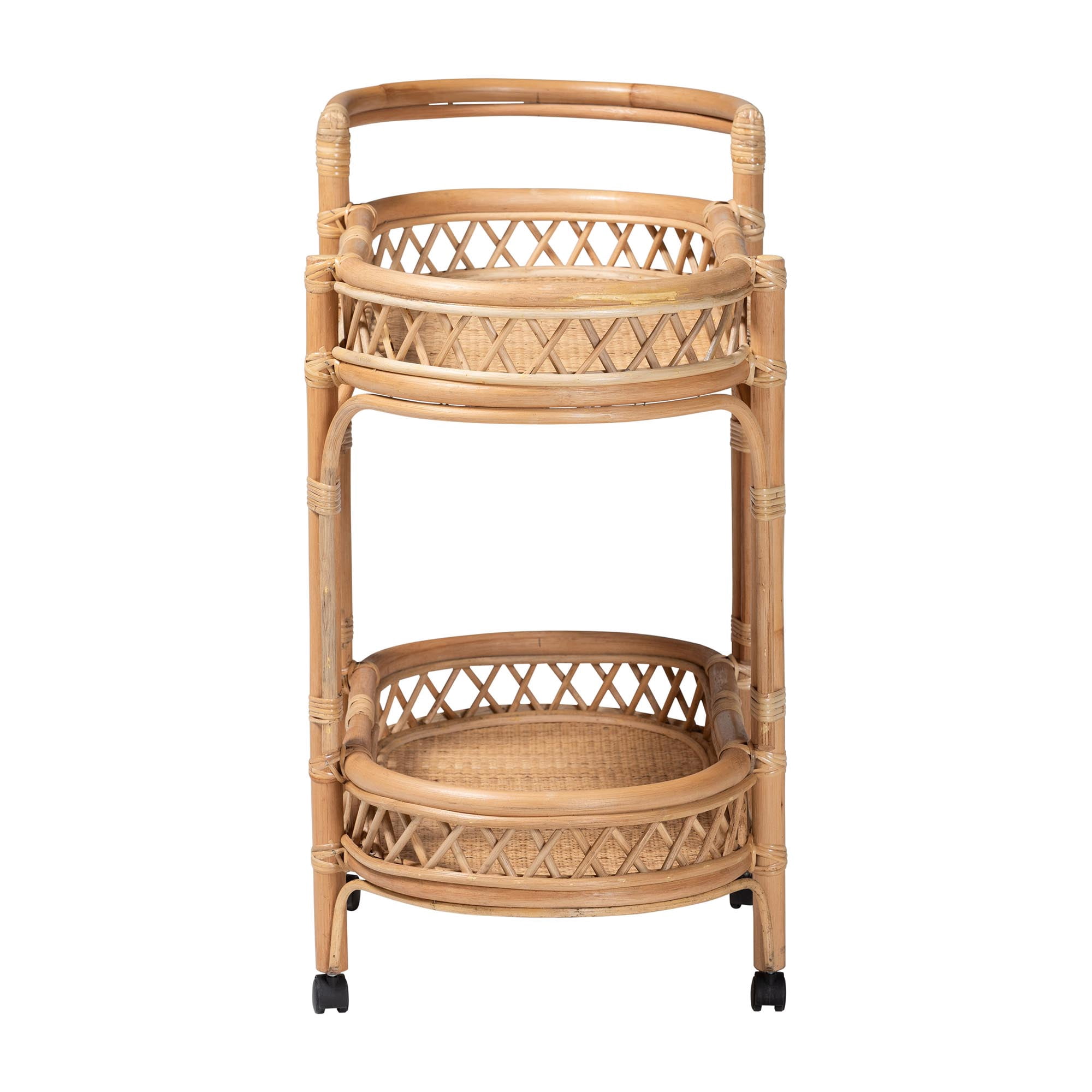 bali & pari Raul Boho Kitchen Cart, 2-Tier, Natural Rattan