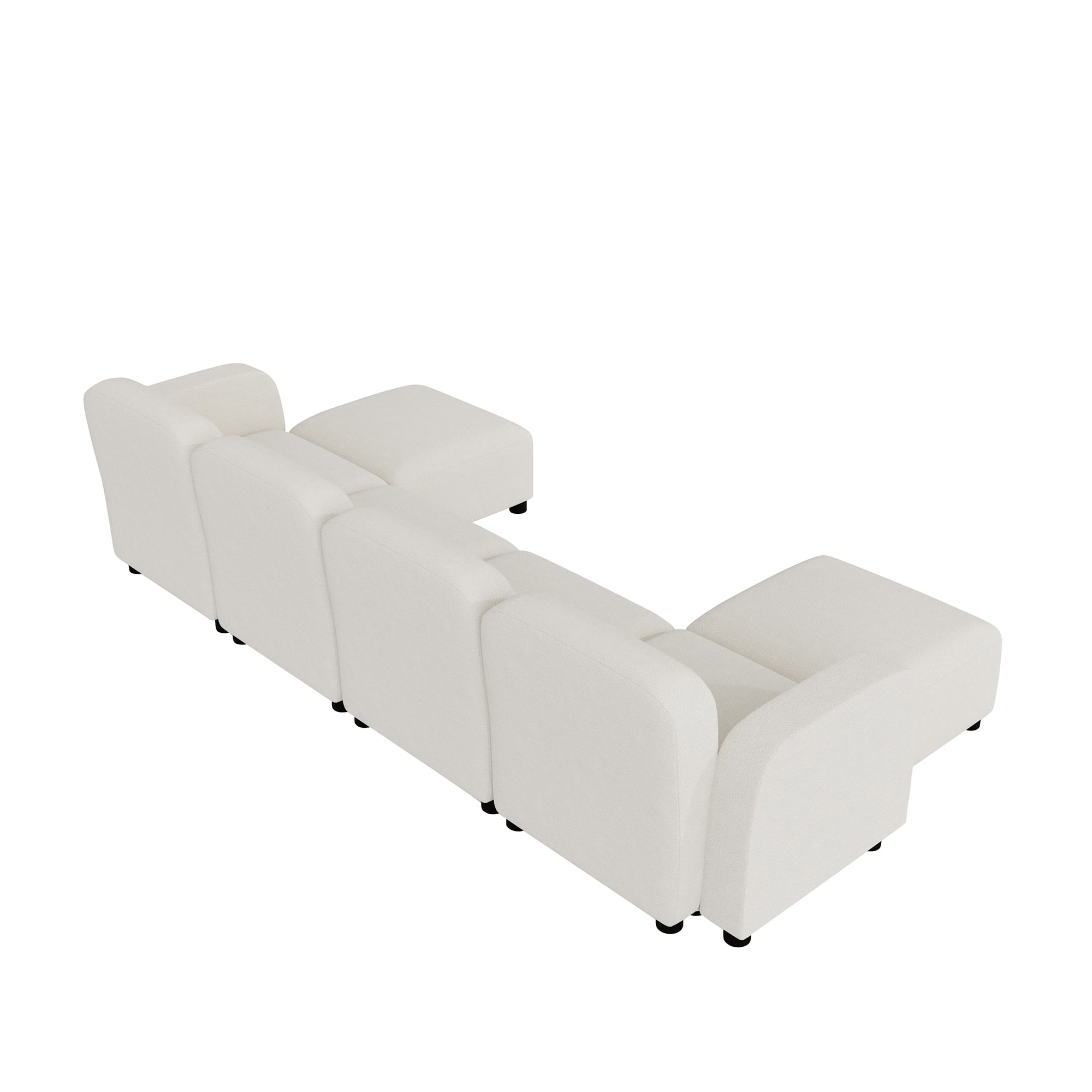 MAYEERTY 116x58" Velvet Modular Sectional Sofa - U-Shaped Reversible 6-Seat Sleeper Cloud Couch with Ottoman, Convertible for Living Room, Beige