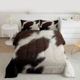 thumbnail image 2 of Homewish Brown White Cowhide Full Size Comforter Sets,Cattle Hide Print Bedding Comforter Set,Rustic Farmhouse Bedding Sets For Teens,Super Cozy Room Decor,3-Piece, 2 of 8