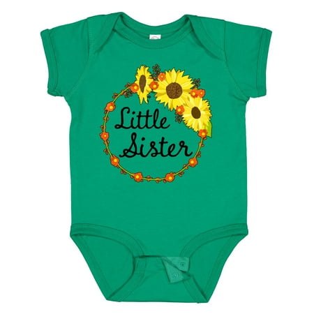 

Inktastic Little Sister Sunflower Wreath Boys or Girls Baby Bodysuit
