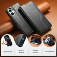 thumbnail image 6 of ELEHOLD For iPhone Air Wallet Case with Wristband, Vintage Faux Leather TPU Cover Card Cash Slot Magnetic Closure Stand Shockproof Wallet Case For iPhone Air,Black, 6 of 12