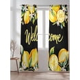 thumbnail image 2 of Sheer Curtains 84 Inches Long 2 Panels Set for Living Room, Yellow Lemons Semi Sheer Curtains for Windows, Summer Fruits Leaves Botanical Black Voile Window Treatments Rod Pocket Curtain, 2 of 7