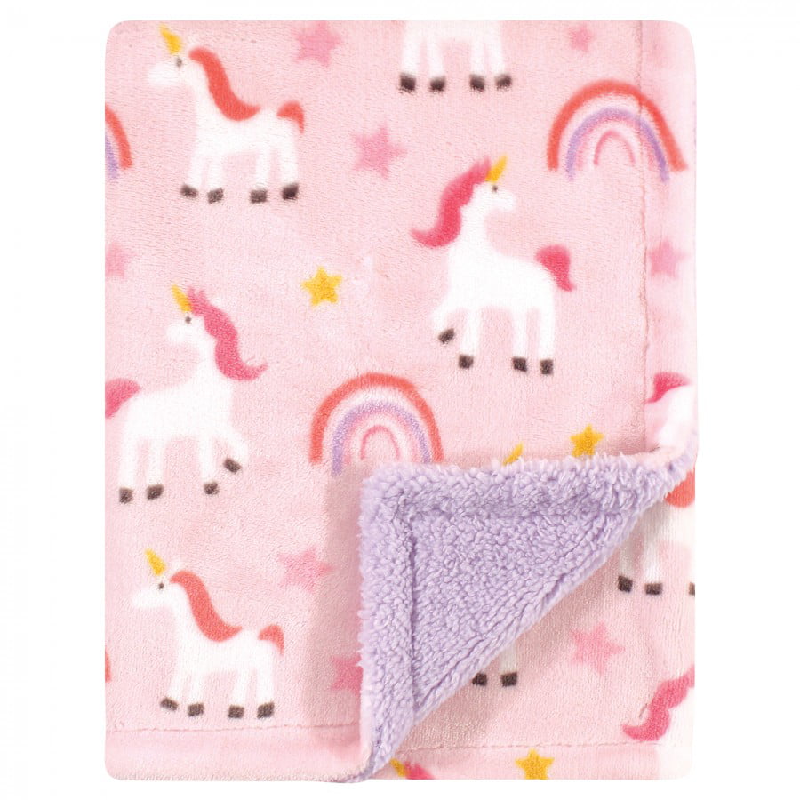 Whimsical Unicorn Hudson Baby Unisex Baby Plush Blanket with Sherpa Back One Size