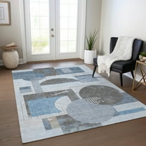 Addison Rugs Chantille Indoor/Outdoor Transitional Geometric Blue Washable Rectangle Rug, 3' x 5'