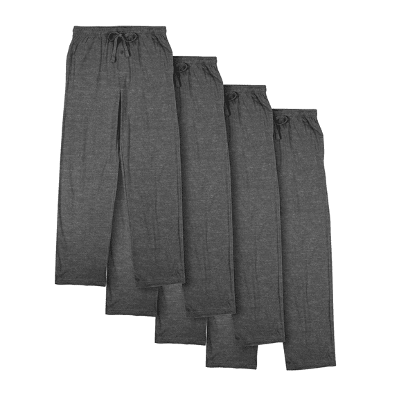 Men's Cotton-Blend Pajama Pants - Soft Brushed Flannel Feel Sleep & Lounge Pants with Pockets & Elastic Waistband - Graphite Heather Gray 4-Pack-X-Small