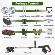 Electric Cordless Weed-Eater, 4.0Ah Cordless Weed Wacker String Trimmer, 24V Grass Trimmer with 2 Battery, Charger Included