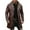 Brown, variant on Men's Solid Color Button Pocket Workwear Fleece-lined Leather Jacket, Men's Casual Long Coat Black L