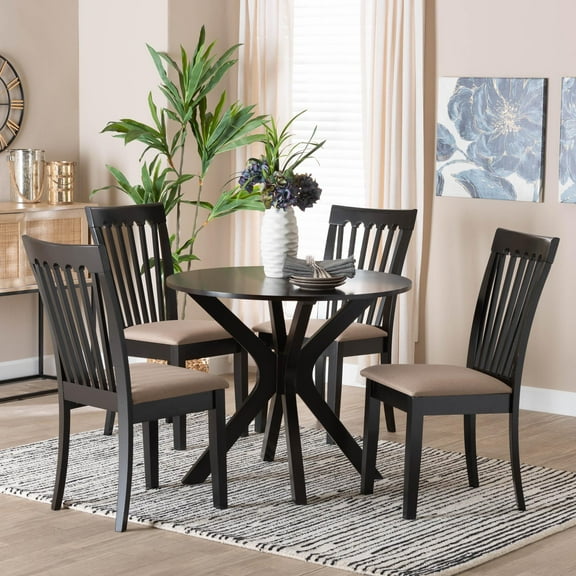 Baxton Studio Lore Modern Dining Set, 5-Piece, Dark Brown