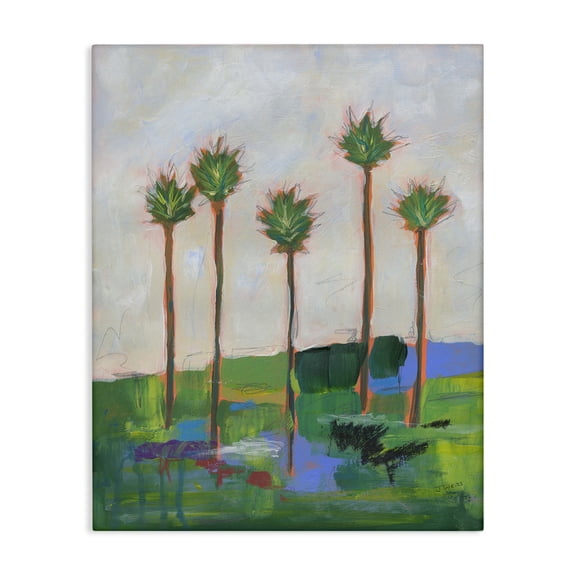 Stupell Industries Tall Palms Impression Landscape & Nature Painting Wrapped Canvas Art Print Wall Art, 16 x 20