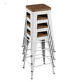 thumbnail image 2 of WHITE barstools Set of 4,Stackable Backless Bar stools Industrial Kitchen Patio Stool Bar Chairs with Wooden, 2 of 5