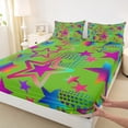 thumbnail image 3 of Feelyou Cartoon Stars Print Full Size Sheets for Teens, Kawaii Love Heart Bed Sheets, Green Pink Graffiti Sheet Sets, Breathable Home Decor, 4 Pieces, 3 of 7