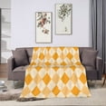 thumbnail image 3 of Argyle Pattern Orange Throw Blanket,Super Soft Anti-Pilling Flannel Bed Blankets, 50"x40", 3 of 8