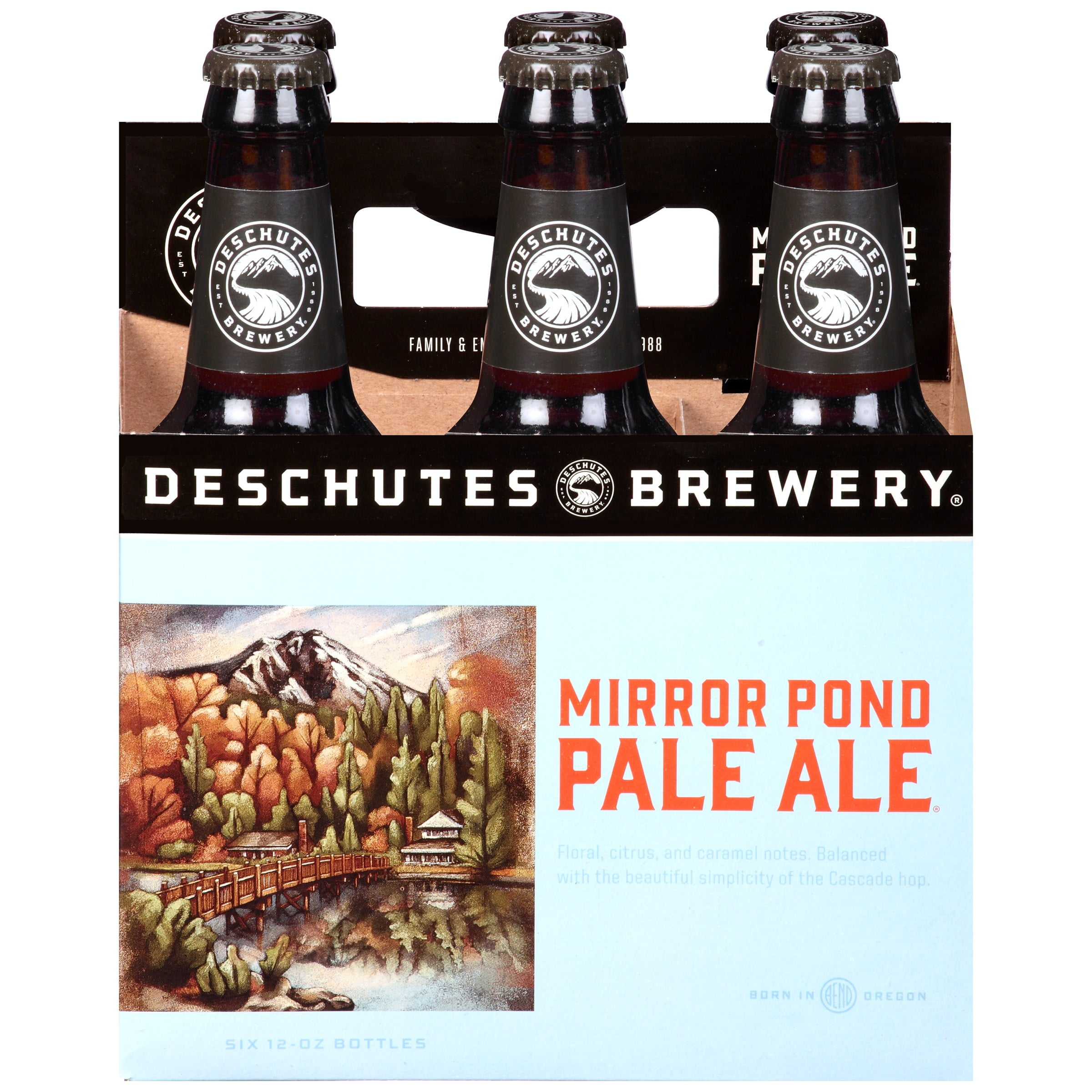 Deschutes Mirror Pond Pale Ale Craft Beer, 6 Pack, 12 fl oz Bottles, 5.0% ABV