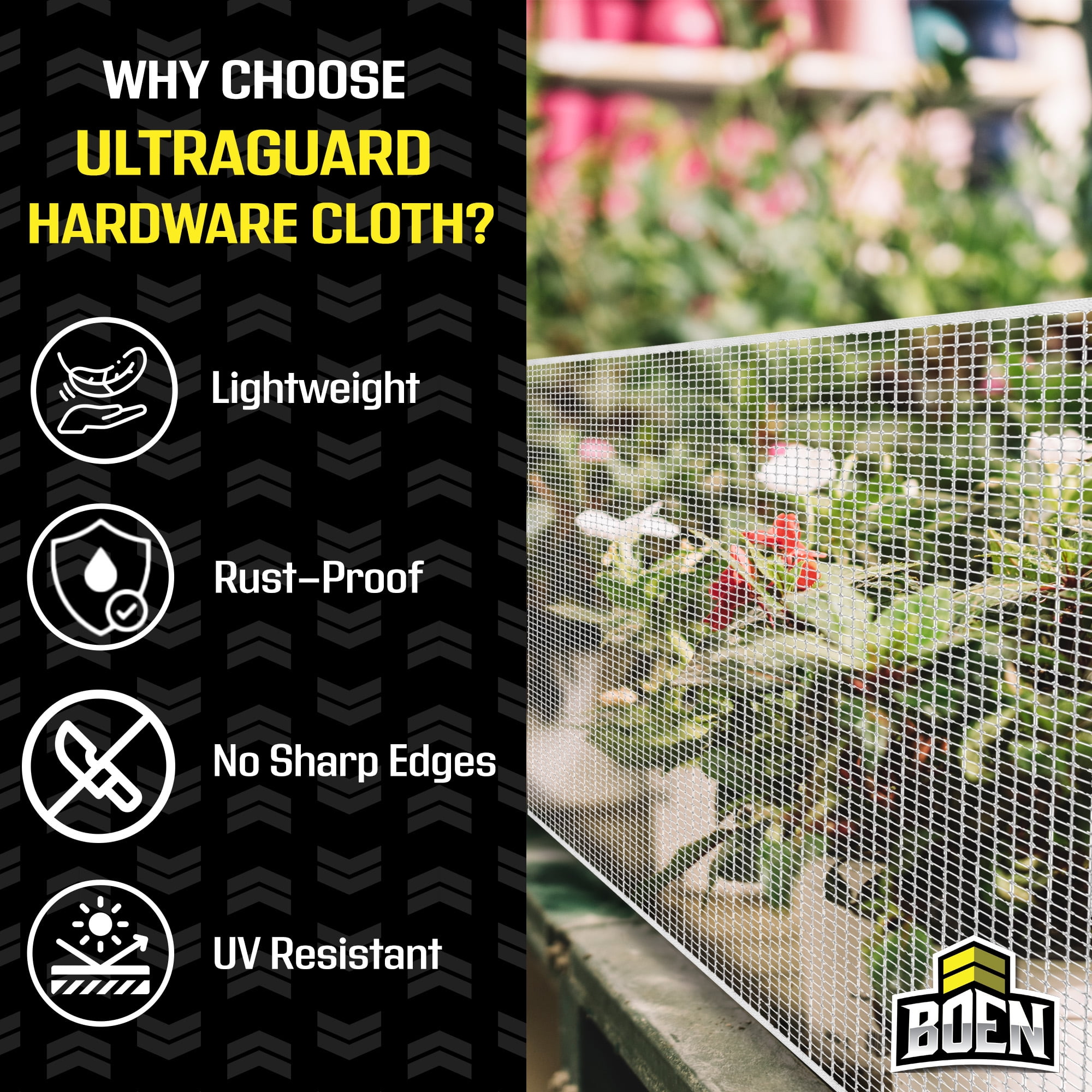 BOEN Plastic Mesh Hardware Netting, Tree Guard Barrier from Rabbits, Deer and Rodents, Deck Guard, Indoor or Outdoor Balcony Safety Net for pet or Child (2' x 15', White)