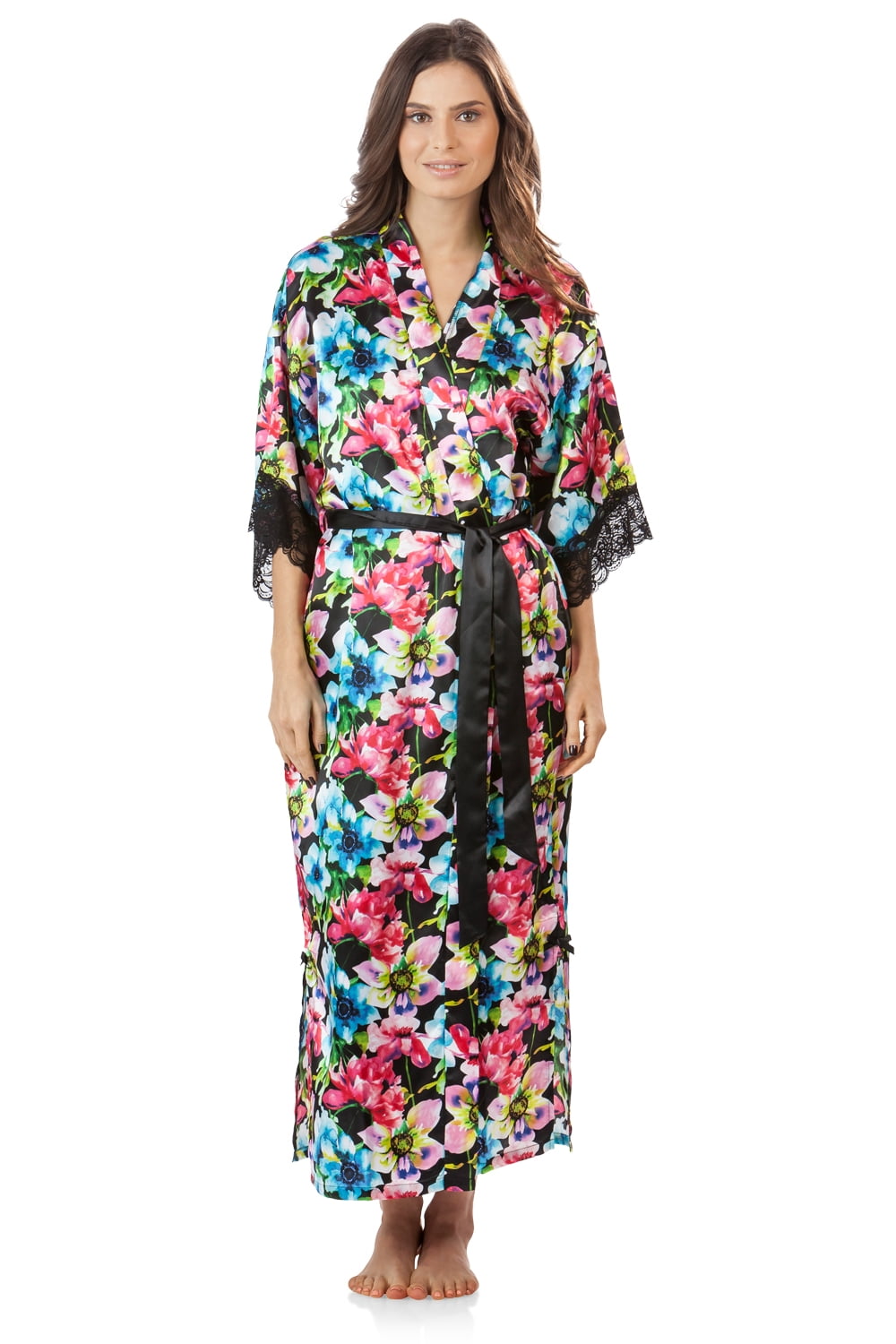 Ashford & Brooks Women's 3 Piece Satin Long Robe and Pajama Set