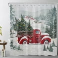 thumbnail image 2 of HVEST Christmas Shower Curtain, Retro Farmhouse Red Truck and Christmas tree in Snow Bathroom Shower Curtain Polyester Fabric Decor Curtain with Hooks, 72X78 inch, 2 of 7
