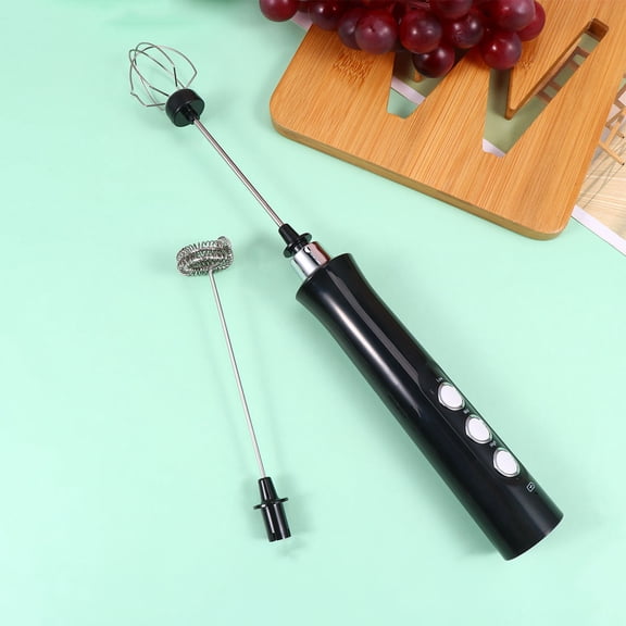 OULII Multi-Function Electric Egg Whisk Black with Three Heads 1Set