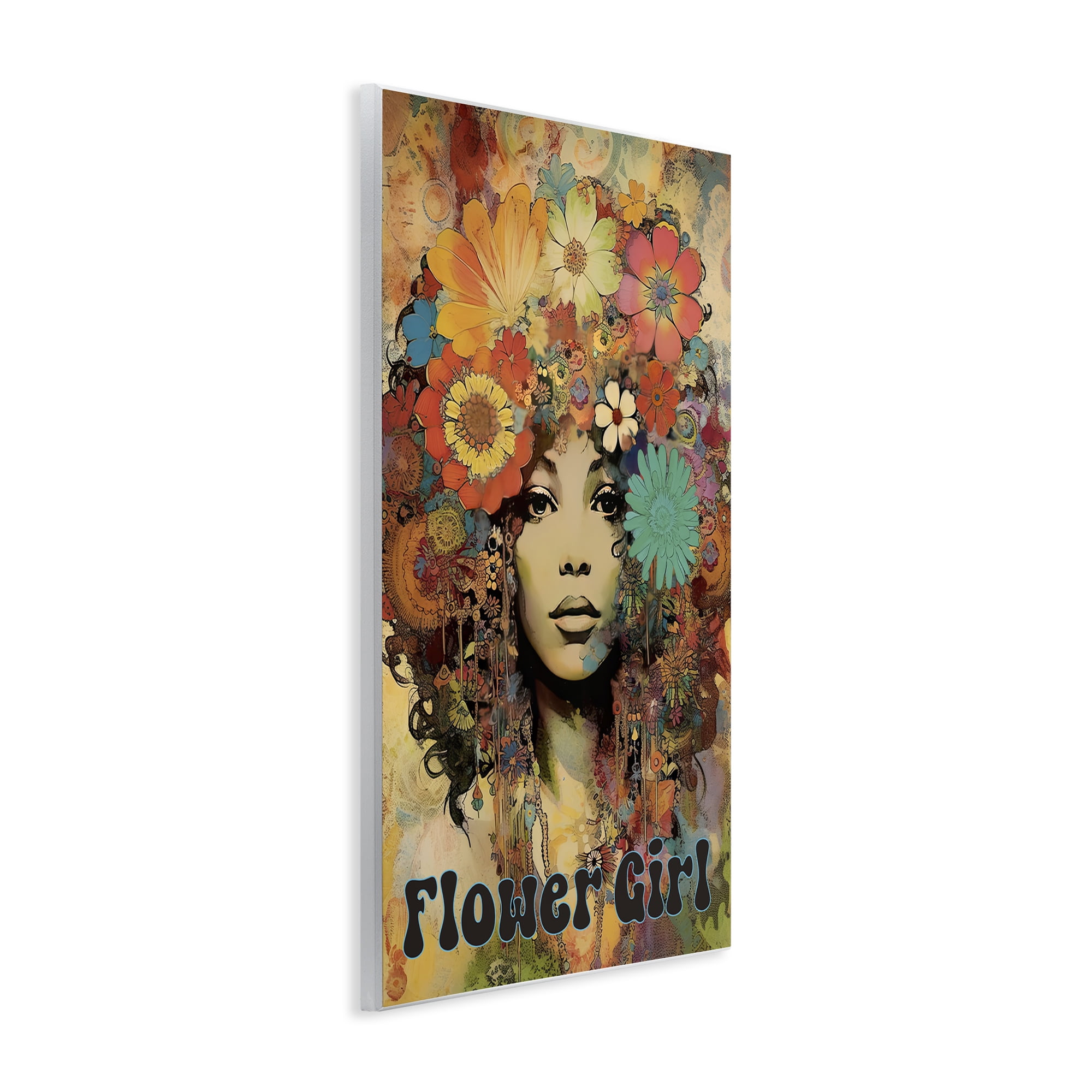 Bohemian Flower Girl Wall Plaque Art, design by Sasha