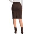 thumbnail image 3 of INSPIRE CHIC Women's Jean Skirts Raw Hem High Waisted Pockets Stretch Mid Length Denim Skirts XL Dark Brown, 3 of 6
