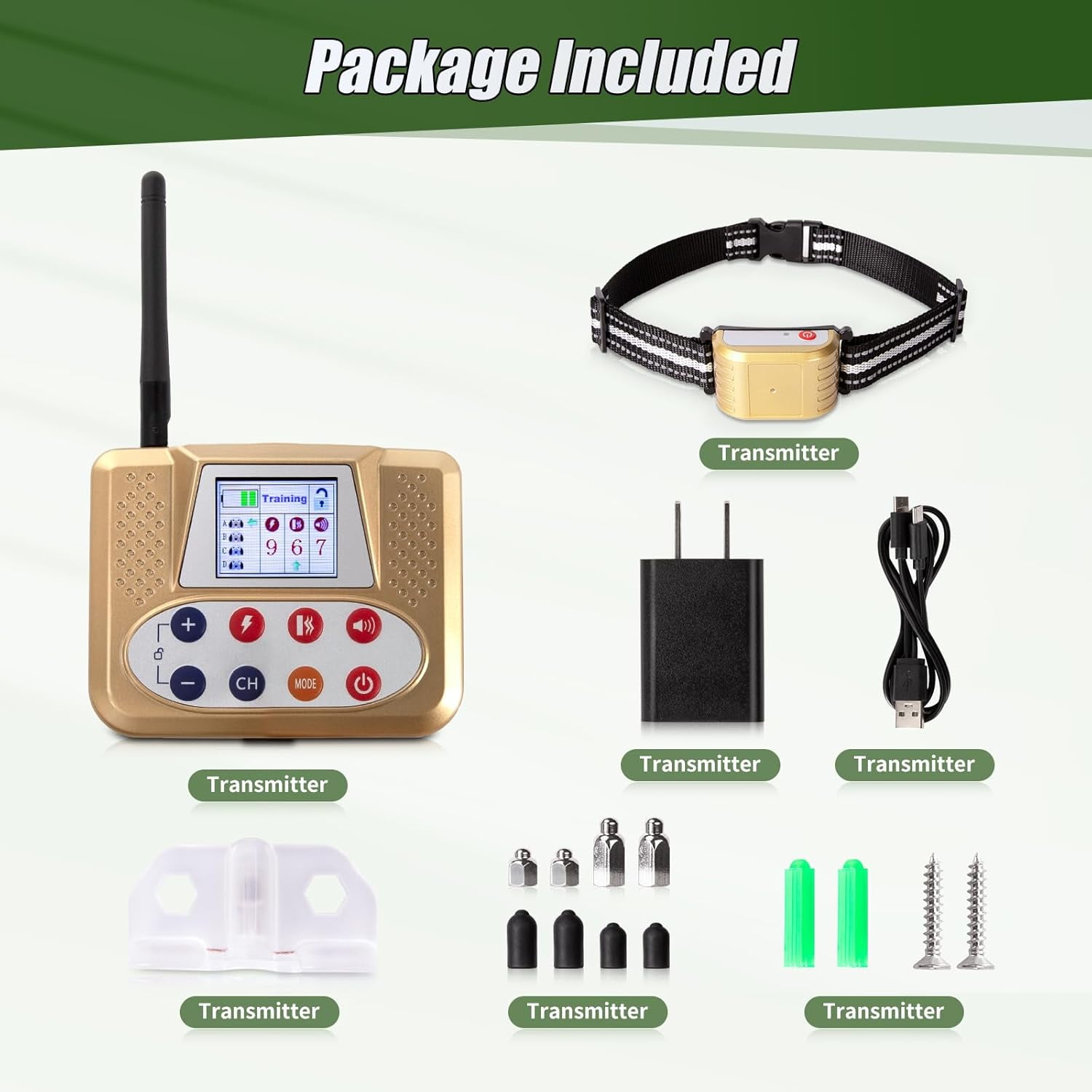 Gold Wireless Dog Fence for 2 Dogs, Electric Fence with BIG LCD Screen, Portable Fence with 2.4G Signal, Remote Training Collar, Dog Containment System, Adjustable for Big Medium Small Dogs