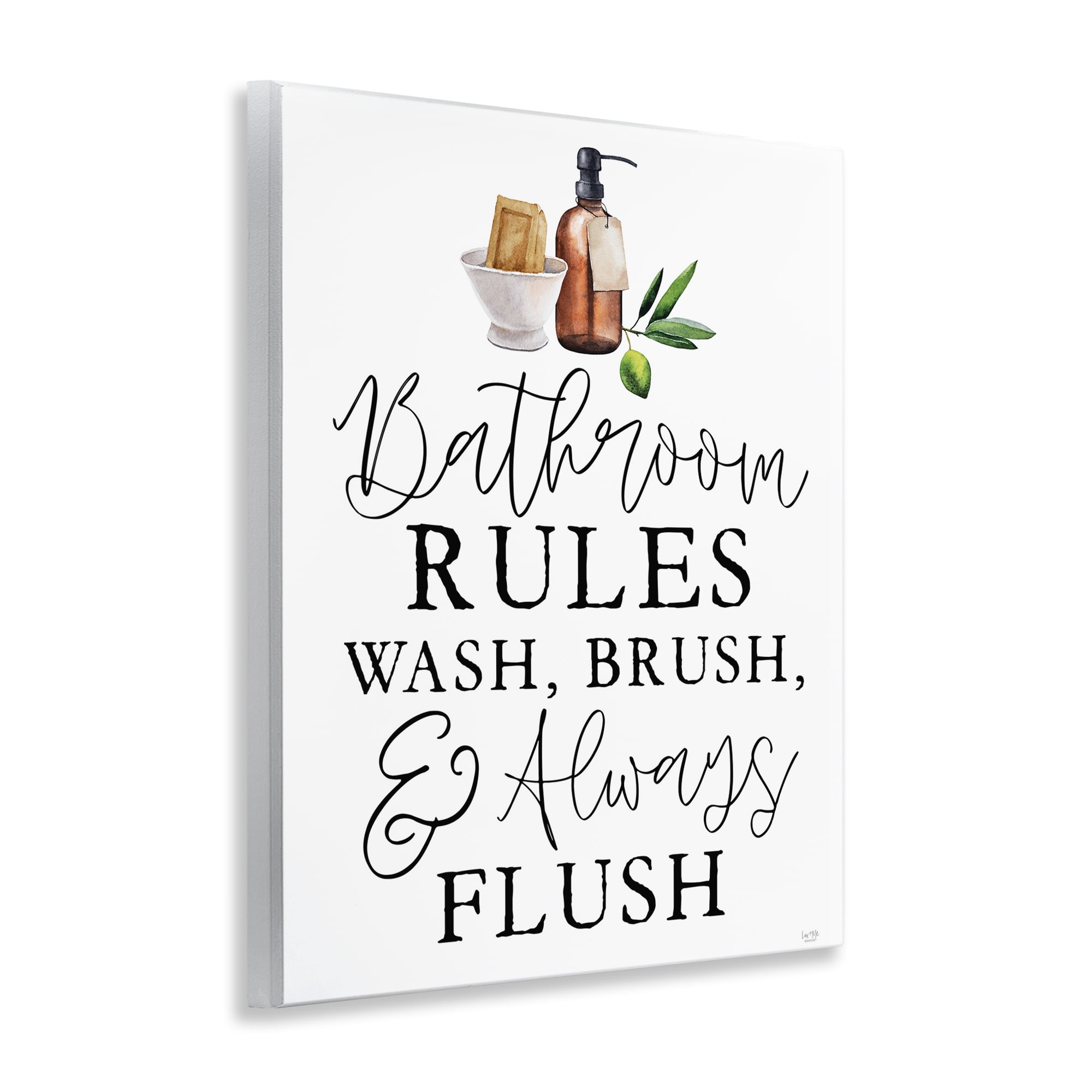 Stupell Industries Wash Brush & Always Flush Wall Plaque Art, design by Lux + Me Designs