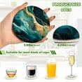 thumbnail image 3 of 6 Pcs Green Marble and Golden Drink Coasters with Holder Absorbent Coaster Sets Cup Heat-Resistant Hot Pads Mats for Bar Table Protection, 3 of 7