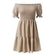 thumbnail image 5 of Vestido bohemio con hombros descubiertos para mujer - Manga abullonada, volantes fluidos, poliéster, ropa de playa/vacaciones/verano, 5 of 8